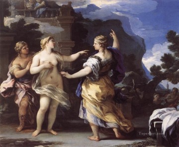 Luca Giordano Painting - Venus Punishing Psyche With A task Baroque Luca Giordano